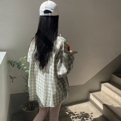 オーバーパステルチェックシャツ MINT