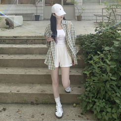 オーバーパステルチェックシャツ MINT