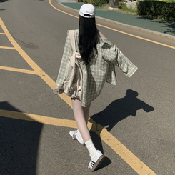 オーバーパステルチェックシャツ MINT