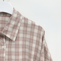 オーバーパステルチェックシャツ