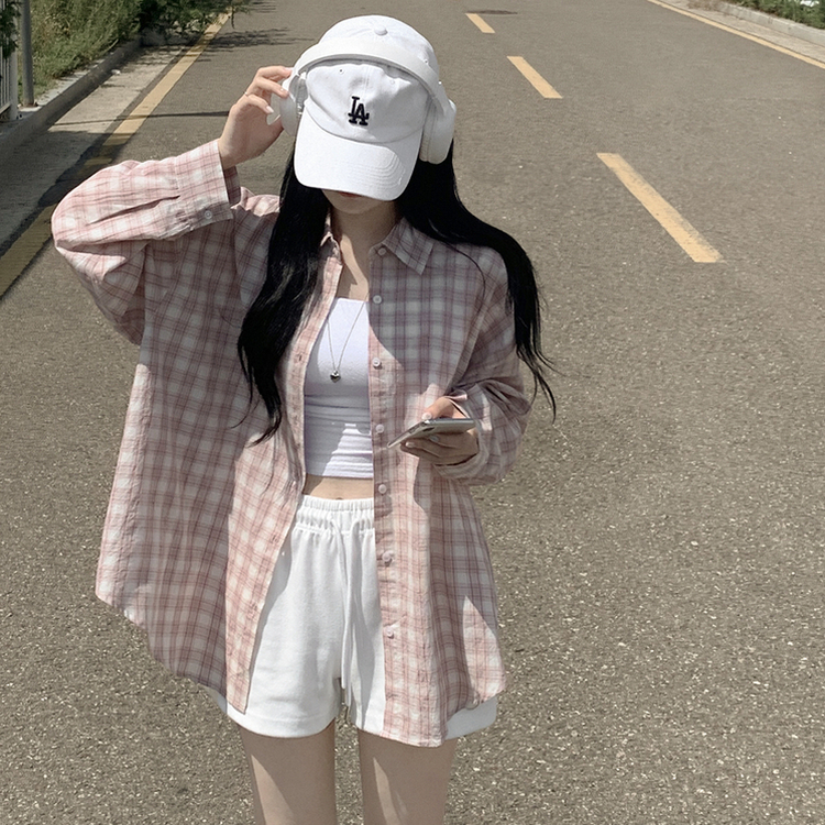 オーバーパステルチェックシャツ PINK