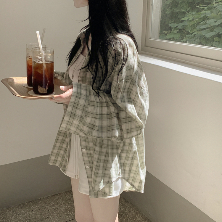 オーバーパステルチェックシャツ MINT