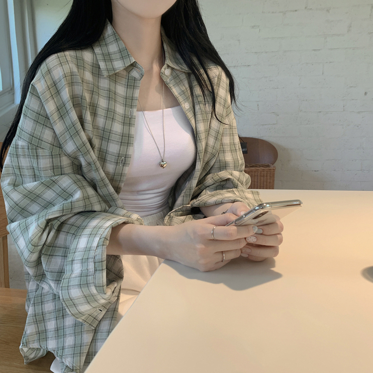 オーバーパステルチェックシャツ MINT