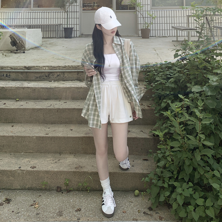 オーバーパステルチェックシャツ MINT