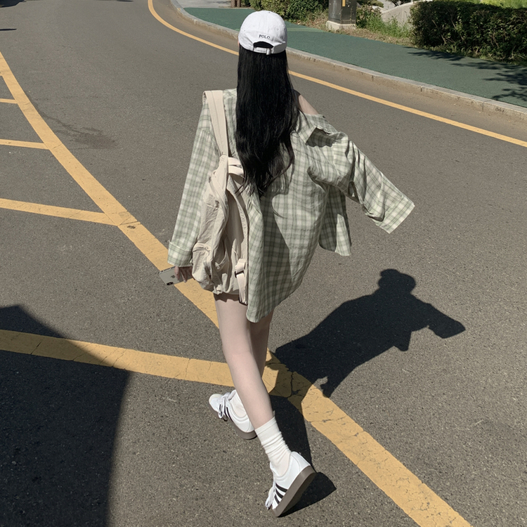 オーバーパステルチェックシャツ MINT