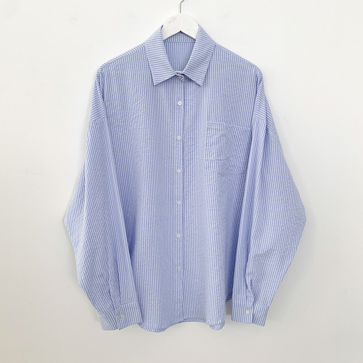 여름 블루 그레이 스트라이프 왕박시 긴팔 셔츠 남방 빅사이즈 살탐방지 여름아우터 살안타템