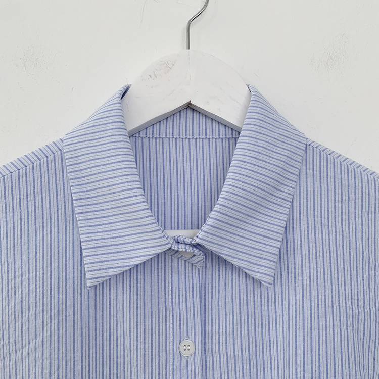 여름 블루 그레이 스트라이프 왕박시 긴팔 셔츠 남방 빅사이즈 살탐방지 여름아우터 살안타템