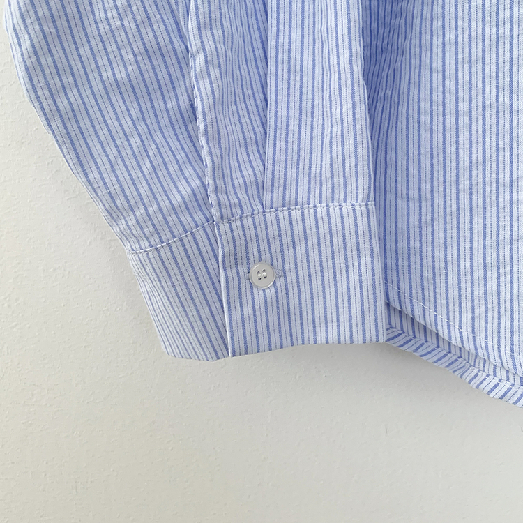 여름 블루 그레이 스트라이프 왕박시 긴팔 셔츠 남방 빅사이즈 살탐방지 여름아우터 살안타템