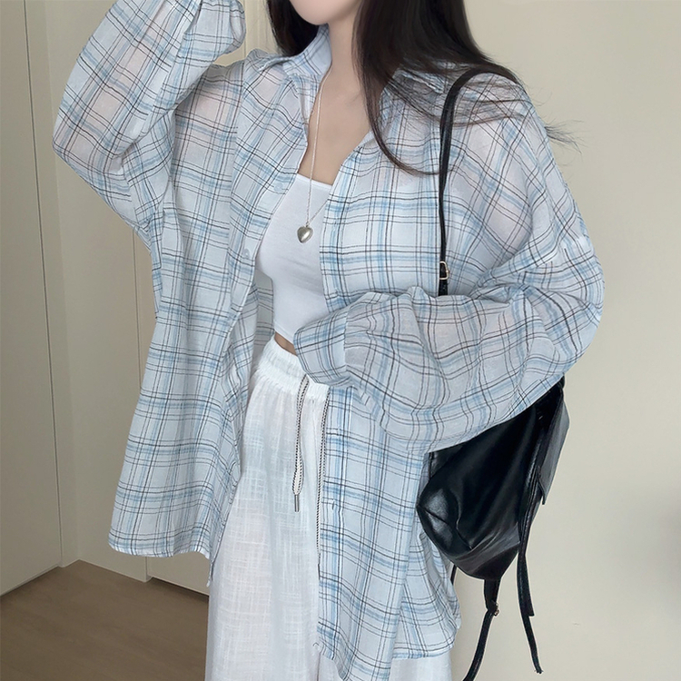 リネンチェックオーバーシャツカーディガン IVORY