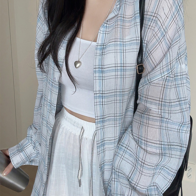 リネンチェックオーバーシャツカーディガン IVORY