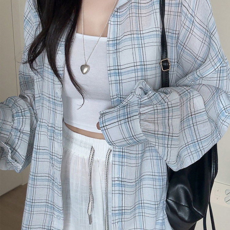 リネンチェックオーバーシャツカーディガン IVORY