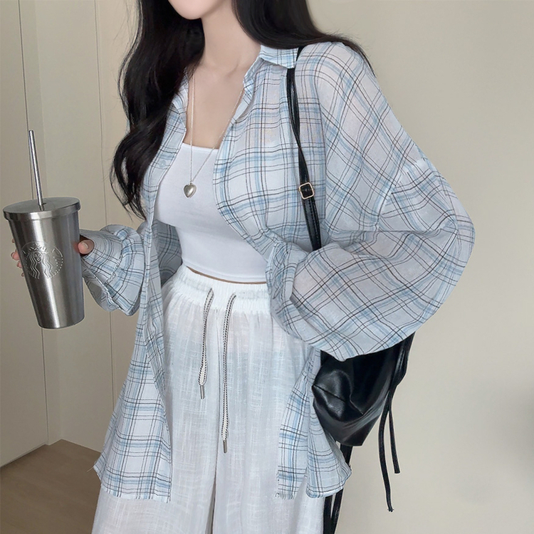 リネンチェックオーバーシャツカーディガン IVORY