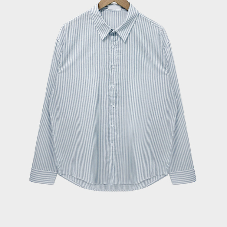 구름이야 셔츠야소프트 스트라이프 루즈핏 남녀공용 긴팔셔츠