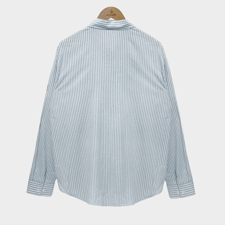 구름이야 셔츠야소프트 스트라이프 루즈핏 남녀공용 긴팔셔츠