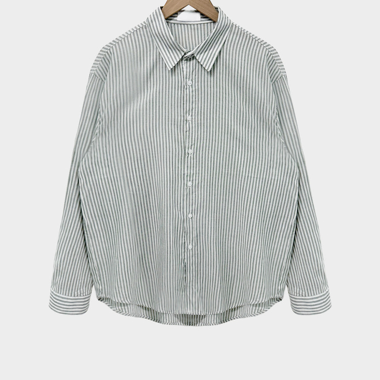 구름이야 셔츠야소프트 스트라이프 루즈핏 남녀공용 긴팔셔츠