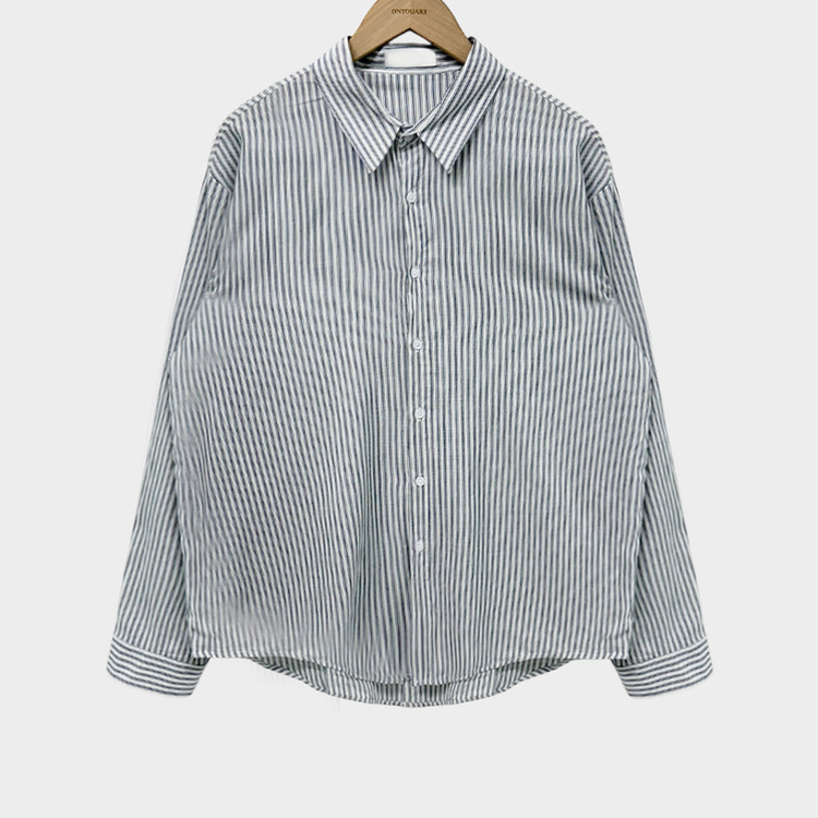 구름이야 셔츠야소프트 스트라이프 루즈핏 남녀공용 긴팔셔츠
