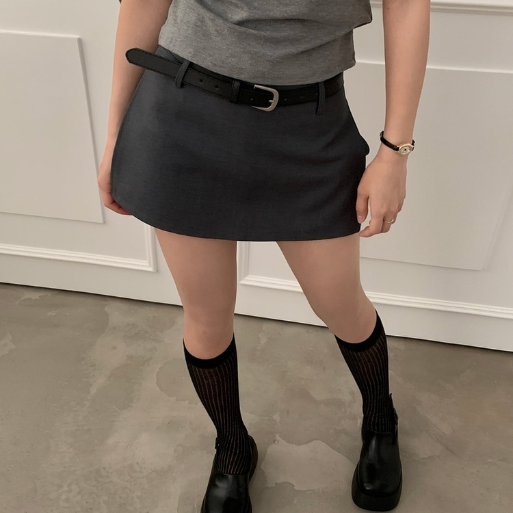 라이징 트임 라인 치마바지 미니스커트 3color 그레이