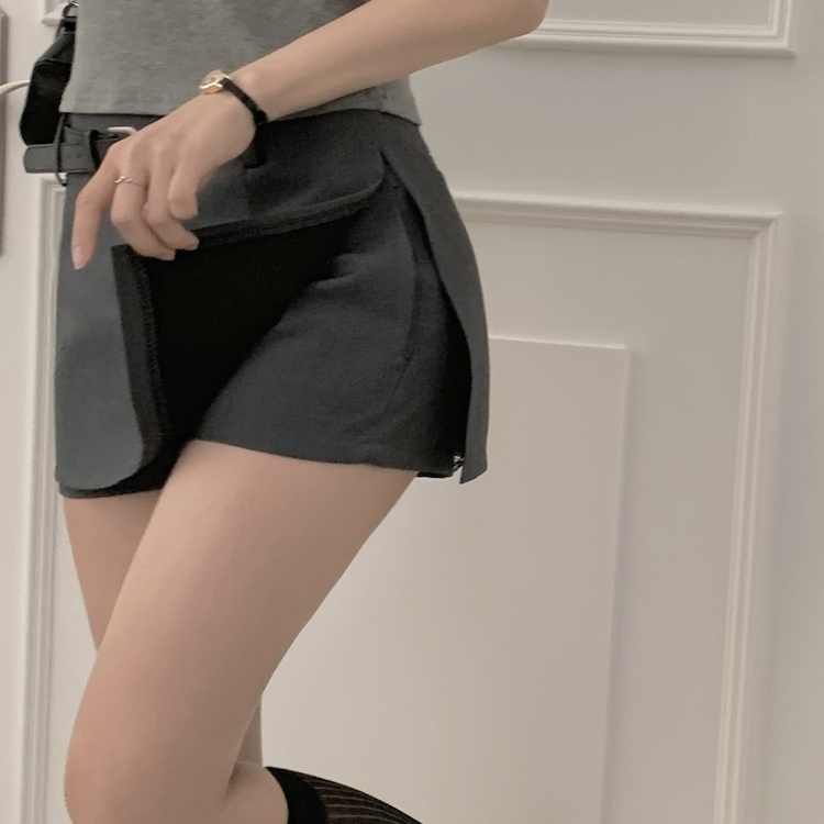 라이징 트임 라인 치마바지 미니스커트 3color 그레이