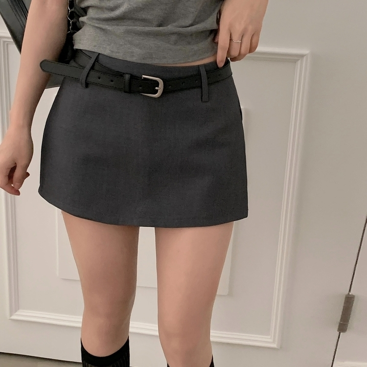 라이징 트임 라인 치마바지 미니스커트 3color 그레이