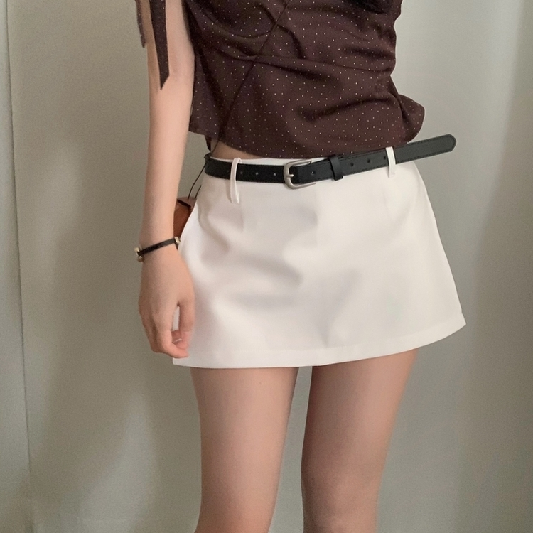 라이징 트임 라인 치마바지 미니스커트 3color 화이트