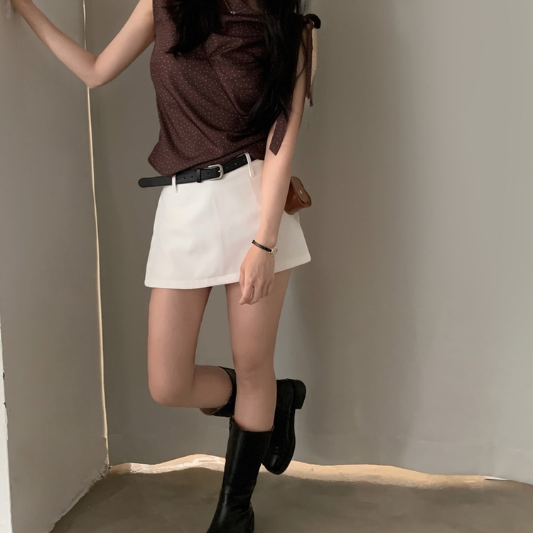 라이징 트임 라인 치마바지 미니스커트 3color 화이트