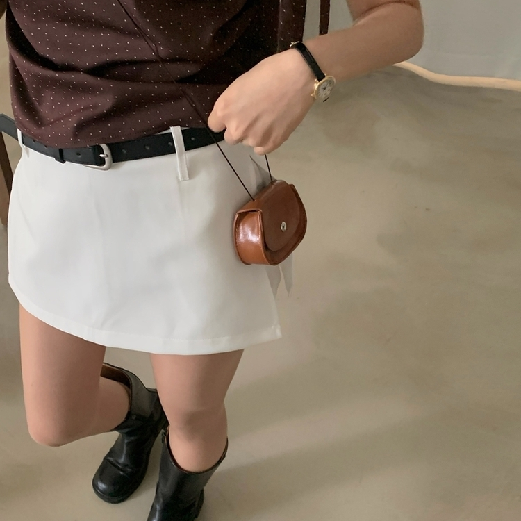 라이징 트임 라인 치마바지 미니스커트 3color 화이트