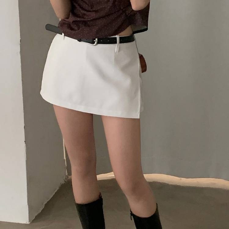 라이징 트임 라인 치마바지 미니스커트 3color 화이트