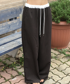 ストライプワイドバンディングスラックス BLACK