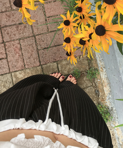 ストライプワイドバンディングスラックス BLACK