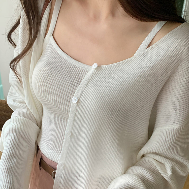 ノースリーブ＋カーディガンセット／華奢見えフィット♥／活用度抜群