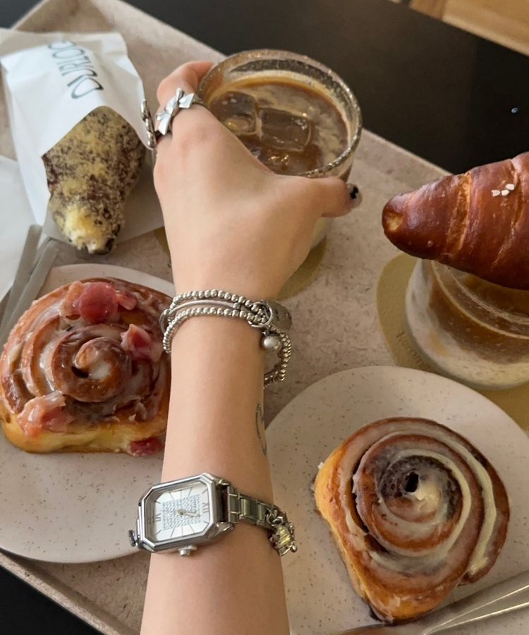 실버 비즈 볼 레이어드 팔찌 실버