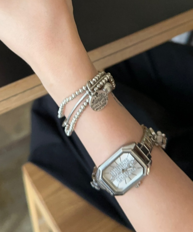 실버 비즈 볼 레이어드 팔찌 실버