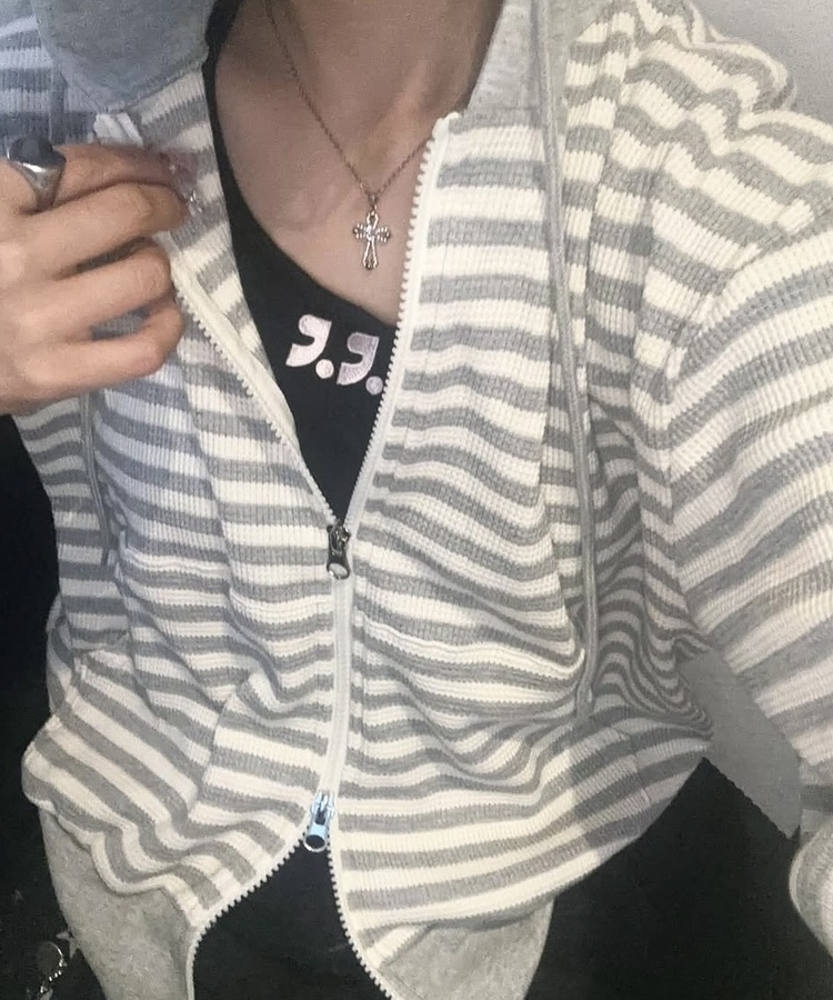 십자가 큐빅 목걸이 실버