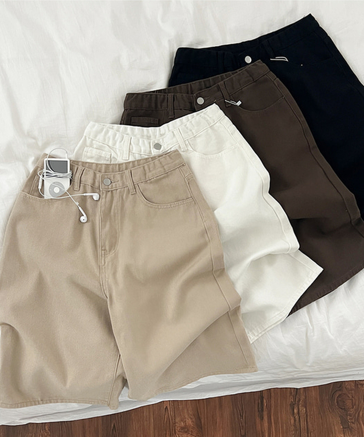 【丈別】ベーシックバミューダワイドコットンパンツ