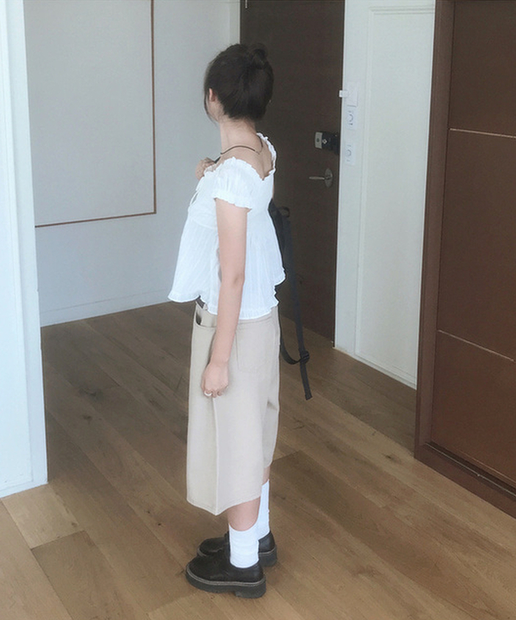 【丈別】ベーシックバミューダワイドコットンパンツ BEIGE
