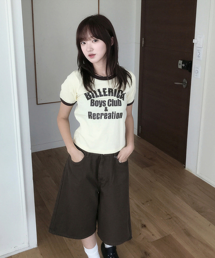 【丈別】ベーシックバミューダワイドコットンパンツ BROWN