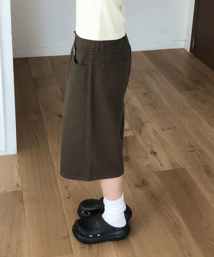 【丈別】ベーシックバミューダワイドコットンパンツ BROWN