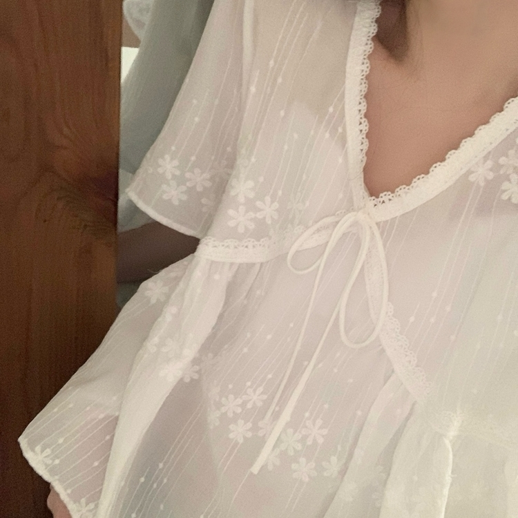 刺繍レースブラウス IVORY