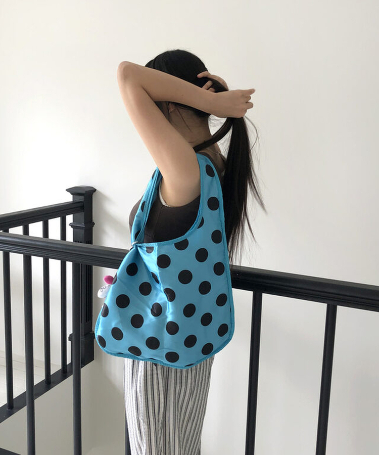 ブルービッグドットショルダーバッグ BLUE