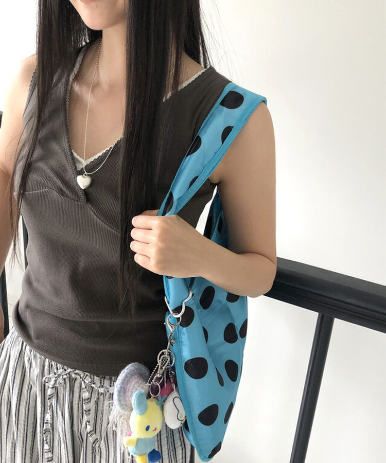 ブルービッグドットショルダーバッグ BLUE