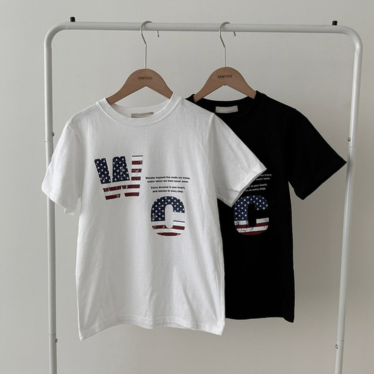 윈아메리카 세미 크롭 반팔 티셔츠