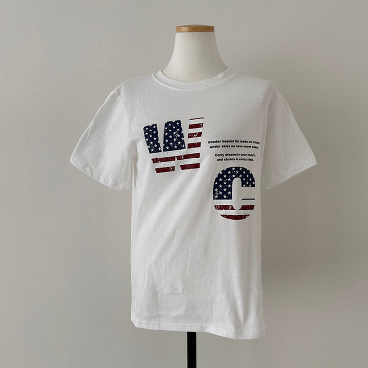 윈아메리카 세미 크롭 반팔 티셔츠