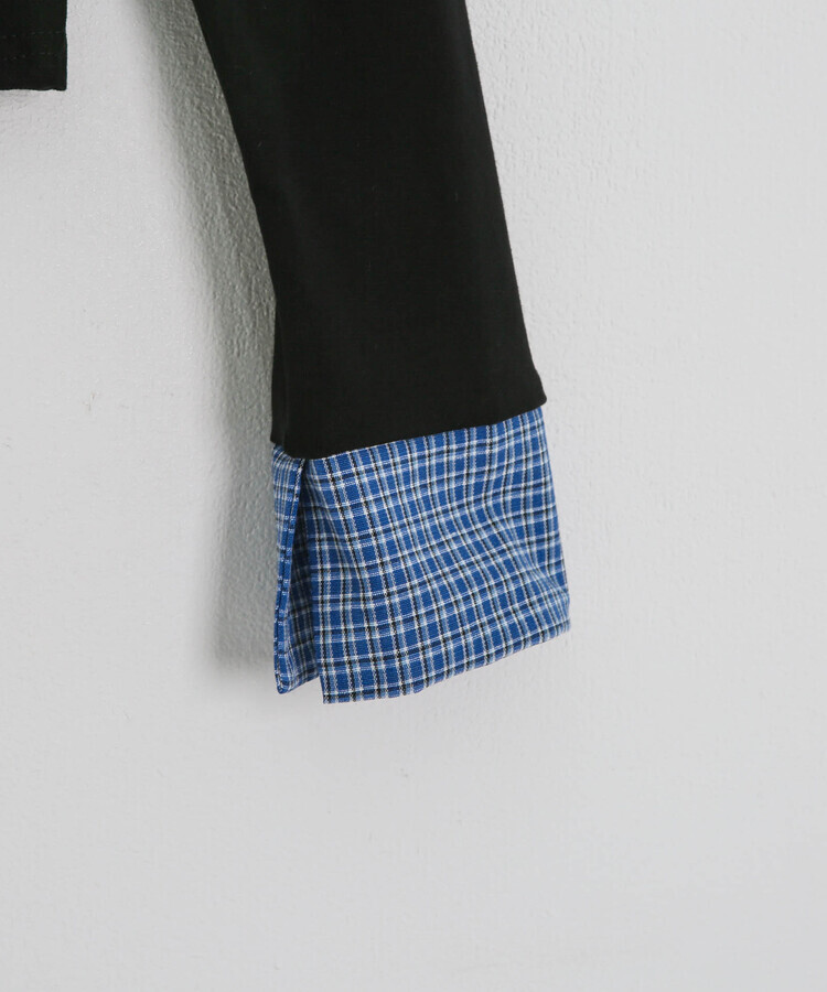 チェックレイヤード風長袖シャツ