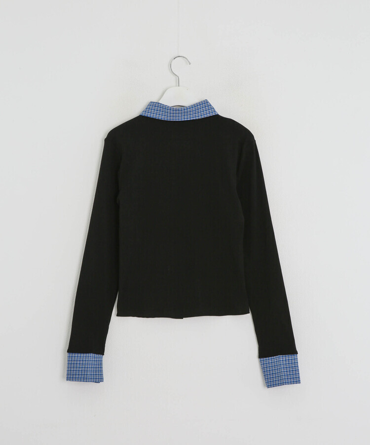 チェックレイヤード風長袖シャツ