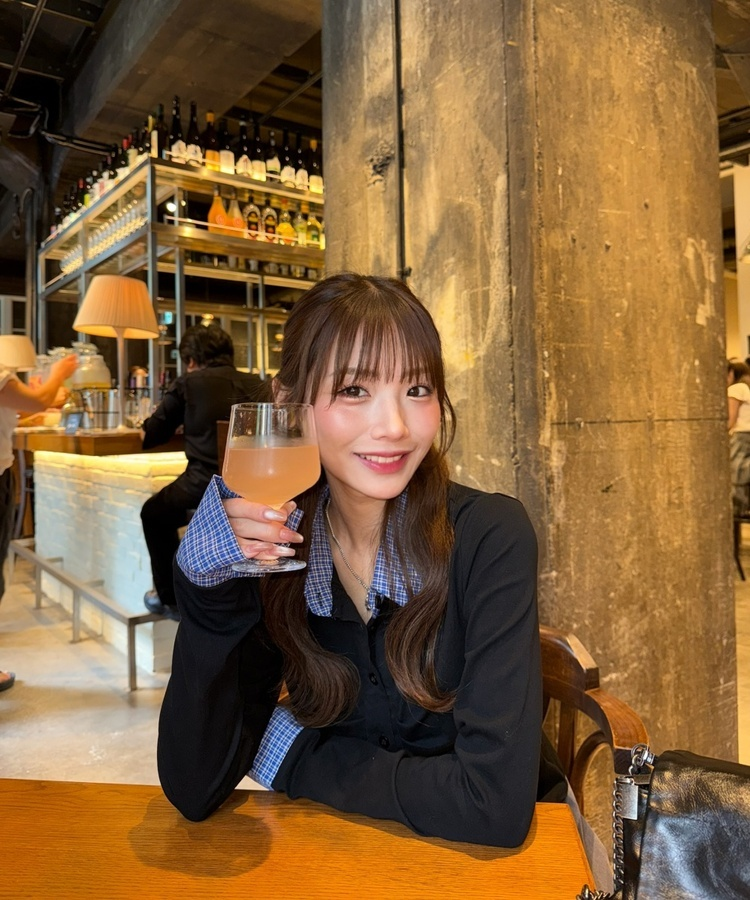 チェックレイヤード風長袖シャツ BLACK