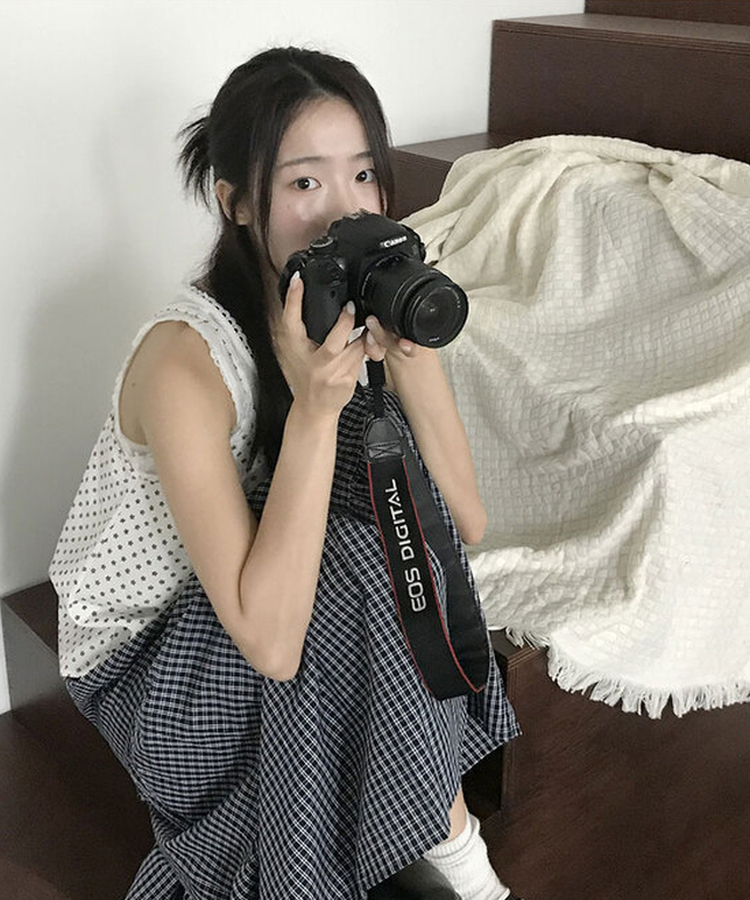 제미즈 빈티지 모리st 밴딩 체크 캉캉 플레어 롱스커트 네이비