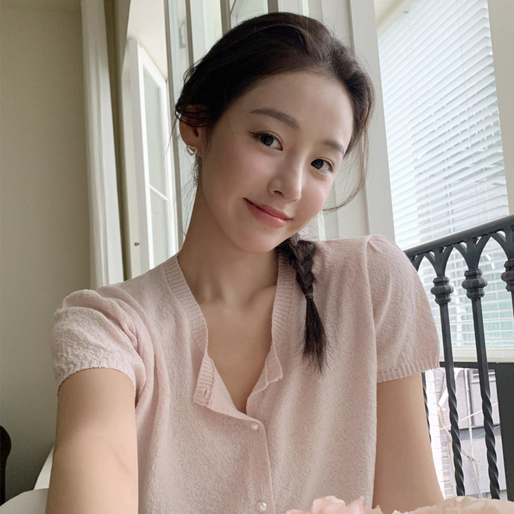 夏カーディガン／コーデの主役に♥） ルアン パールボタン