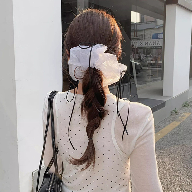 シアーリボンボリュームシュシュ BLACK