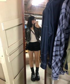 ステッチカラーネックジャケット KHAKI