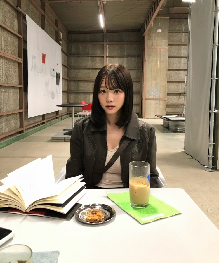 ステッチカラーネックジャケット KHAKI